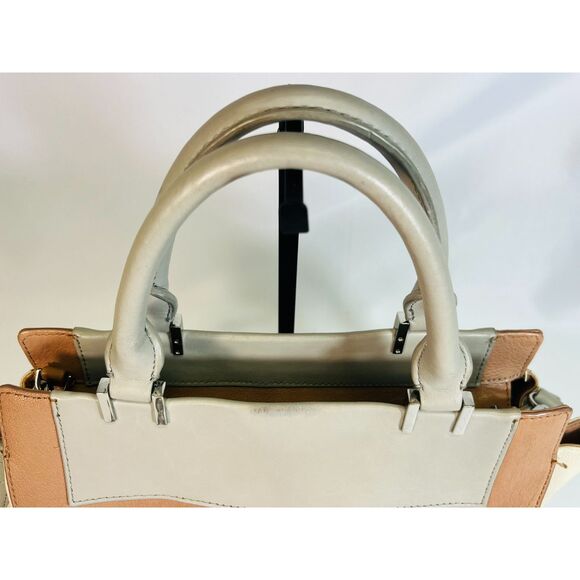 Vince Camuto Pink Gray Ayla Pebbled Leather Crossbody Satchel Purse - Picture 5 of 9